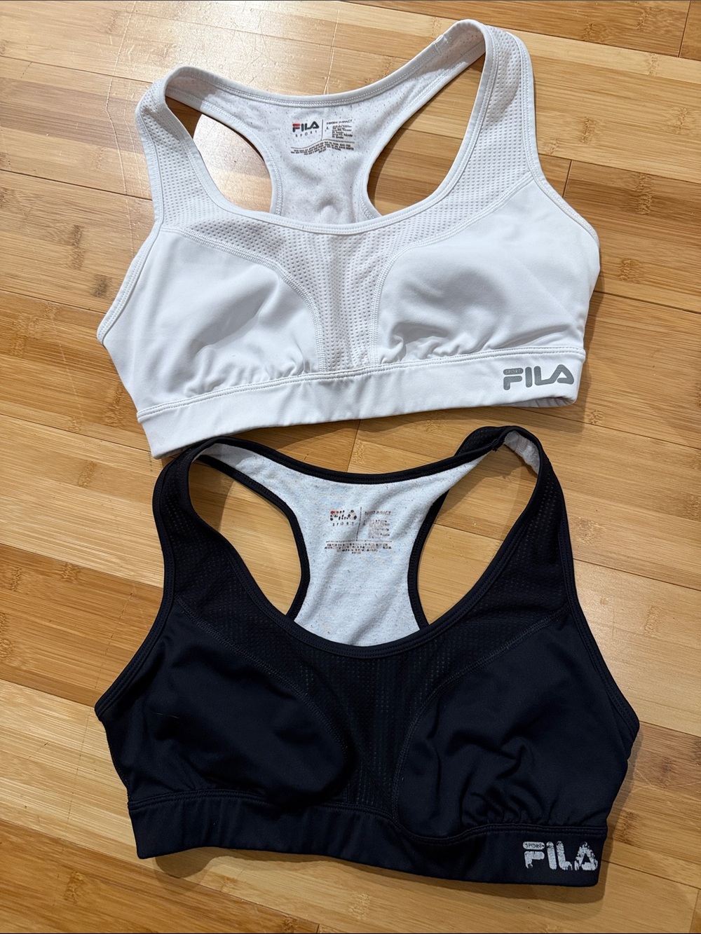 Fila Women's Racerback Sports Bras - White & Black Duo